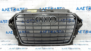 Radiator grill assembly Audi A3 8V 15-16 graphite, cracked, crack on chrome