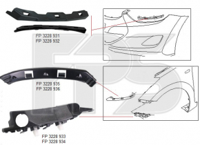 Front bumper mount left upper Hyundai Elantra UD 11-16