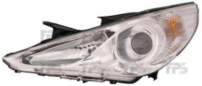 Headlight front right bare Hyundai Sonata 11-15 white reflector