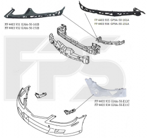 Front bumper mount right short Mazda6 03-08