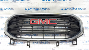 Radiator grill assembly GMC Terrain 18-21 with emblem, sand, broken mount