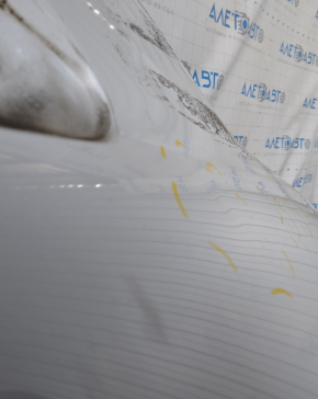 Quarter wing rear left Audi A3 8V 15-20 4d white, dented, pokes, painted 0.1-0.2mm