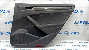 Door trim card rear right VW Passat b8 16-19 USA black with dark gray wood trim, scratches