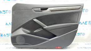 Door trim card front right VW Passat b8 16-19 USA black leather, with dark gray wood trim