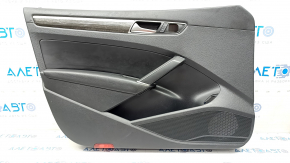 Door trim card front left VW Passat b8 16-19 USA black with dark gray wood trim, cracks in fastening