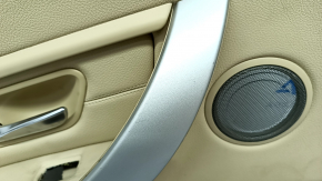Door trim card rear left BMW 3 F30 12-18 beige leather with backlight without curtain, under Harman Kardon, type 1, scratches, for dry cleaning