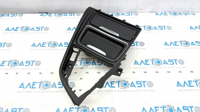 Center console trim with cup holders BMW 3 F30 12-15 black, without shifter trim, broken mount