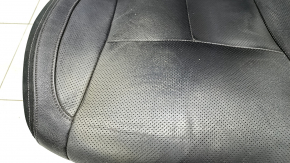 Driver's seat Nissan Rogue 14-20 with airbag, electric, heated, leather black, for dry cleaning, cracked, scratches on plastic, missing handle
