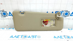 Right visor Toyota Highlander 08-13 beige, without hook, for backlight, for dry cleaning