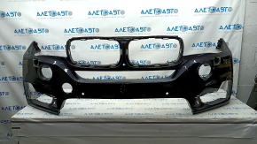 Bare front bumper BMW X5 F15 14-18 for 2 parking sensors, headlight washers, camera, graphite, scratches, pressed, holes drilled