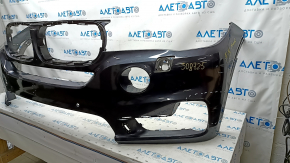 Bare front bumper BMW X5 F15 14-18 for 2 parking sensors, headlight washers, camera, graphite, scratches, pressed, holes drilled