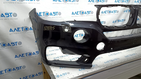 Bare front bumper BMW X5 F15 14-18 for 2 parking sensors, headlight washers, camera, graphite, scratches, pressed, holes drilled