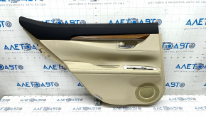 Door trim card rear left Lexus ES300h ES350 13-18 beige with beige insert leather, armrest leather, molding under wood gloss, scratch, for cleaning