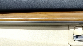 Door trim card rear left Lexus ES300h ES350 13-18 beige with beige insert leather, armrest leather, molding under wood gloss, scratch, for cleaning