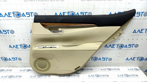 Door trim card rear right Lexus ES300h ES350 13-18 beige with black insert leather, leather armrest, wood molding, torn armrest, dry cleaning
