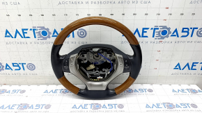 Naked steering wheel Lexus ES300h ES350 13-15 pre-rest, black leather, light wood, heated, scratches on the pad