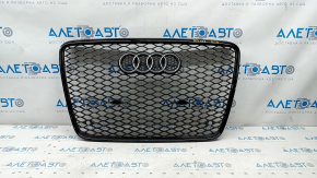 Radiator grill Audi Q7 4L 10-15 black gloss, with emblem, parking brake light mounts are peeled off