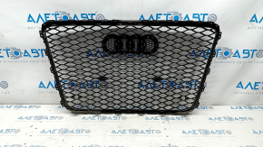 Radiator grill Audi Q7 4L 10-15 black gloss, with emblem, parking brake light mounts are peeled off