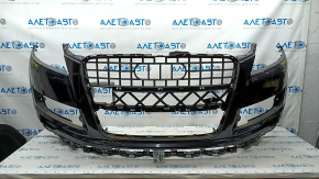 Bare front bumper Audi Q7 4L 10-15 for parking sensors, black, pressed, broken fastener