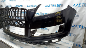 Bare front bumper Audi Q7 4L 10-15 for parking sensors, black, pressed, broken fastener
