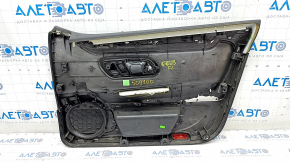 Door trim card front left VW CC 08-17 black with black insert leather, armrest leather, gray molding, scratch, broken fasteners, trim came apart
