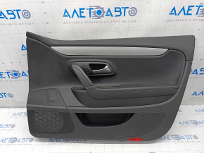 Door trim card front right VW CC 08-17 black with black insert leather, armrest leather, gray molding, broken fasteners