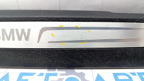 Door sill trim front left BMW X5 F15 14-18 black with chrome insert, scratches, broken mount