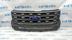 Radiator grill with frame and chrome in assembly Ford Explorer 16-17 rest, with emblem, sand