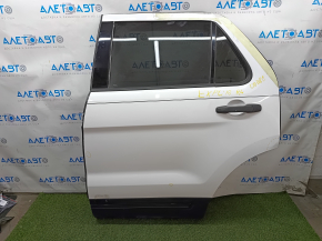 Door assembly rear left Ford Explorer 11-19 white YZ, dented, bumps, torn front seal