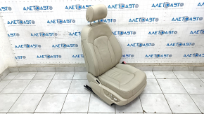 Passenger seat Audi Q7 4L 10-15 with airbag, electric, heated, beige leather, scratches on plastic, backrest peeled off, worn
