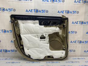 Door trim card front right Ford Explorer 16-17 rest, beige, cloth insert, leather armrest, needs cleaning, plastic turned white, scratches