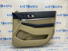 Door trim card front right Ford Explorer 16-17 rest, beige, cloth insert, leather armrest, needs cleaning, plastic turned white, scratches