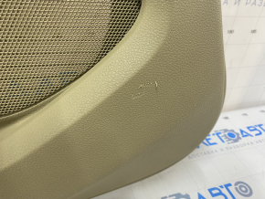 Door trim card rear left Ford Explorer 16-19 rest, beige, cloth insert, leather armrest, needs cleaning, scratches, broken mount, crack