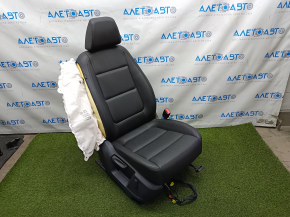 Passenger seat VW Tiguan 09-17 without airbag, black leather, mechanical + electric, shot, for dry cleaning, driftwood, torn wires
