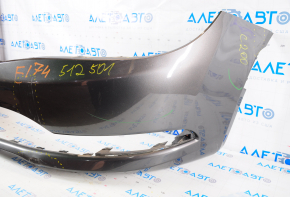 Bumper front bare Chrysler 200 15-17 graphite PAU pressed, scratches, broken fastener