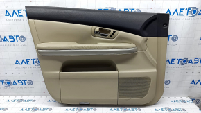 Door trim card front left Lexus RX300 RX330 RX350 RX400H 04-09 beige with beige insert leather, armrest leather, molding gray, scratches, leather defect, tear