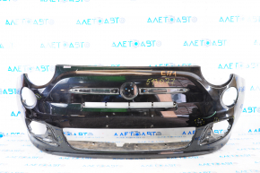 Front bumper bare Fiat 500 12-17 Sport black PXR scratches, mounts peeled off