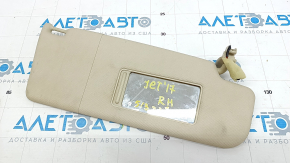 Right visor VW Jetta 11-18 USA beige, for backlight, without hook, for dry cleaning, crack in fastening