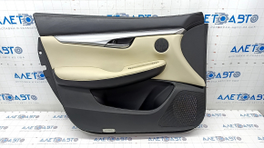 Door trim card front left Infiniti QX50 19- beige leather bumps and scratches on the trim