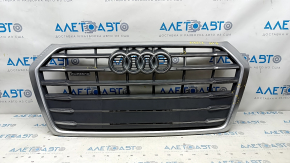 Radiator grill Audi Q5 80A 18-20 complete, with emblems, chrome, without parking sensors, cracks, sand, pressed