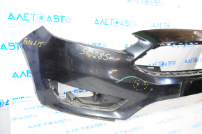 Front bumper bare Ford Focus mk3 15-18 rest black UH scratches, broken fastener