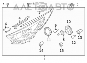 Headlight mounting clip left lower Kia Niro 17-22 KIA