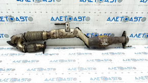 Inlet pipe with catalytic converter Infiniti JX35 QX60 13 - rusty, torn mesh, dented catalytic converter