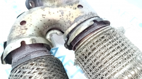 Inlet pipe with catalytic converter Infiniti JX35 QX60 13 - rusty, torn mesh, dented catalytic converter