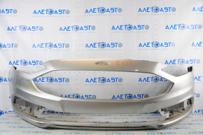 Front bumper bare Ford Fusion mk5 17-18 without parking sensors silver UX, pressed, cracked