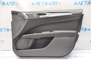 Door trim card front right Ford Fusion mk5 13-16 black with black insert cloth, armrest leather, molding gray gloss, scratch