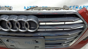 Front bumper assembly Audi A5 F5 17-19 for parking sensors premium, prestige, with radiator grille, red, scratches, sand on chrome, broken fastener