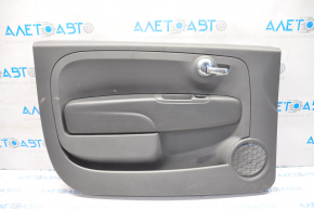 Door trim card front left Fiat 500 12-17 black, armrest leather with perforation, scratches