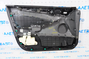 Door trim card front right Hyundai Sonata 11-15 dark gray, with gray insert leather, armrest leather, black molding structure, scratches