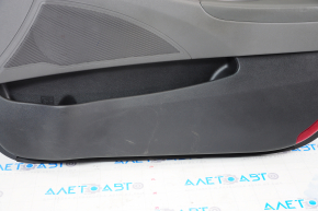 Door trim card front right Hyundai Sonata 11-15 dark gray, with gray insert leather, armrest leather, black molding structure, scratches